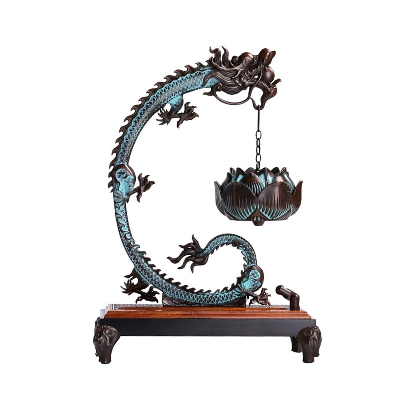Incense Holders Creative Lotus Shaped Incense Burner Indoor Retro Dragon Design Large Backflow Zen Decoration