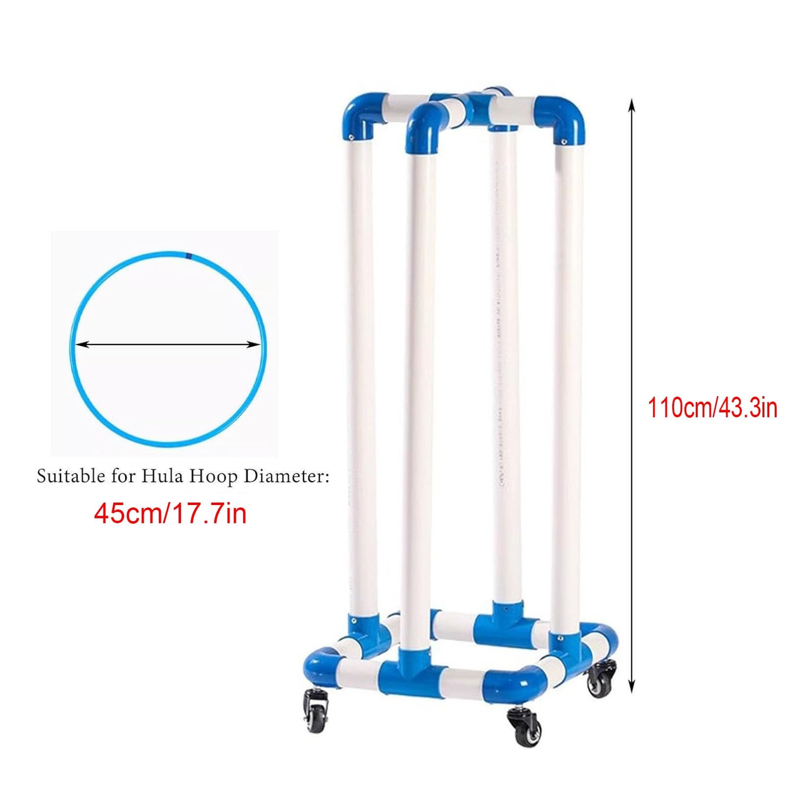 le Sports Equint Cart für S & Springseile Stand Up Halter mit Rollen Tragbarer Gymnastikring für Eentary School Sport (45cm)