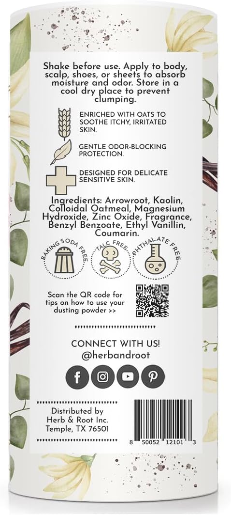 Herb & Root Talc Free Body Dusting Powders. Rose, Vanila, Sandalwood, Lavender, Jasmine, and Gift Sets (Full Size, Vanilla) - Image 2