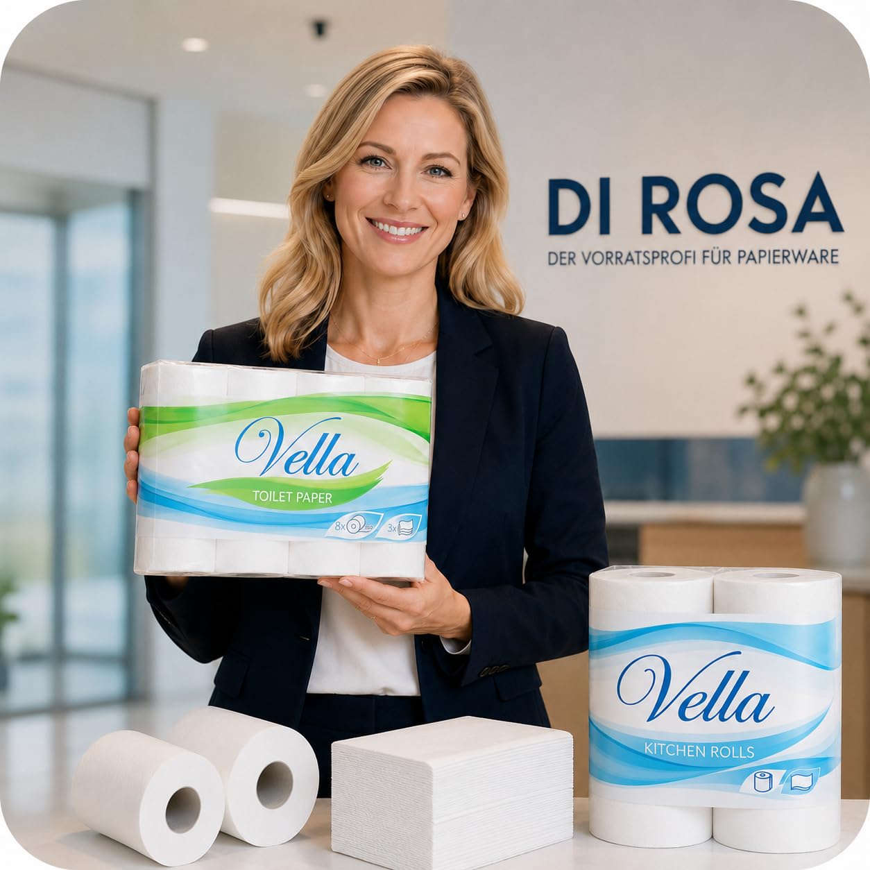 Vella Küchenrollen 32 Rollen 3-lagig Küchenpapier 50 Blatt saugstark XXL