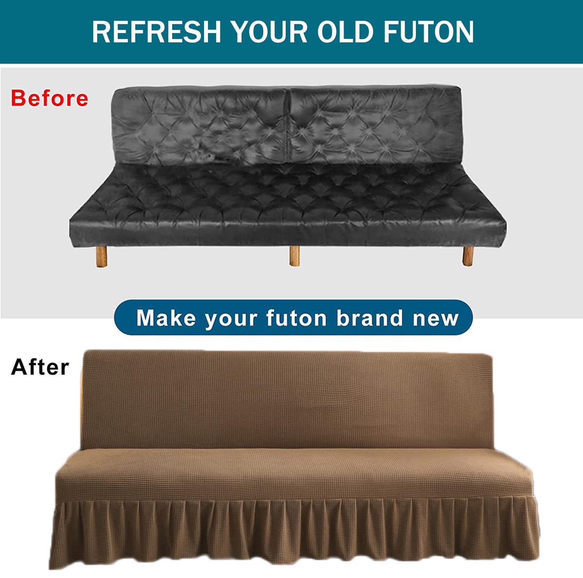 Amazon｜ソファカバー 肘なし スカート フリル ストレッチあり ソファ