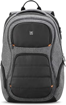 Amazon.com: LEVEL8 Mochila de viaje para ordenador portátil extra grande  con puerto de carga USB para portátil de 17 pulgadas (gris-USB) :  Electrónica