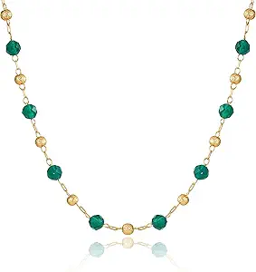 Fettero Dainty Beads Choker Neckces for Women - 14K Gold Plated Beaded Necklace Summer Beach Choker Boho Gold Necklace for Women Jewelry