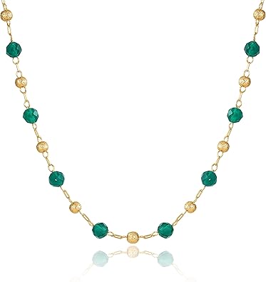 Fettero Dainty Beads Choker Neckces for Women - 14K Gold Plated Beaded Necklace Summer Beach Choker Boho Gold Necklace for Women Jewelry
