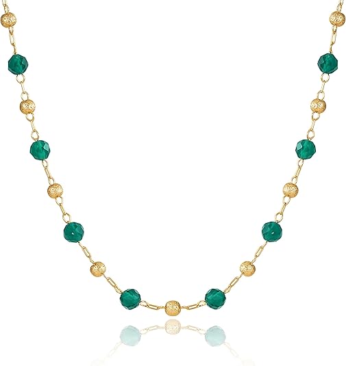 Fettero Dainty Beads Choker Neckces for Women - 14K Gold Plated Beaded Necklace Summer Beach Choker Boho Gold Necklace for Women Jewelry