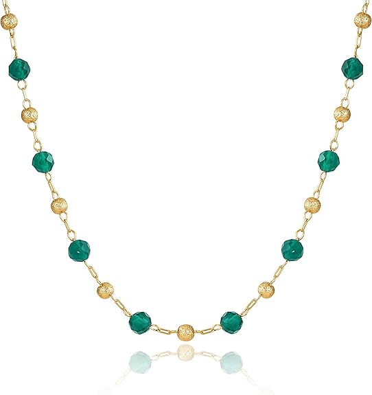 Fettero Dainty Beads Choker Neckces for Women - 14K Gold Plated Beaded Necklace Summer Beach Choker Boho Gold Necklace for Women Jewelry