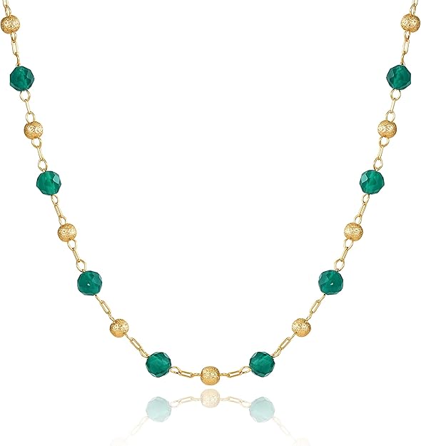 Fettero Dainty Beads Choker Neckces for Women - 14K Gold Plated Beaded Necklace Summer Beach Choker Boho Gold Necklace for Women Jewelry