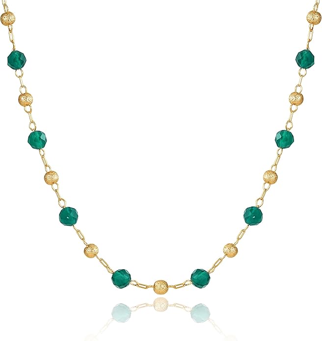 Fettero Dainty Beads Choker Neckces for Women - 14K Gold Plated Beaded Necklace Summer Beach Choker Boho Gold Necklace for Women Jewelry