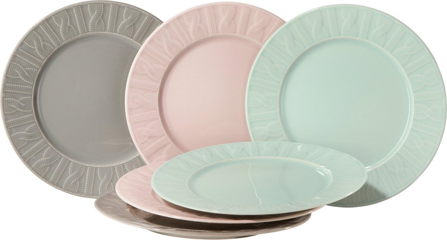 Gepolana Dessert Plates - Plate Set - Crockery Set - Pack of 6 - for 6 People - Ceramic - Size 23 Diameter - Dishwasher Safe - Microwave Safe