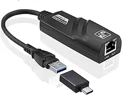 Adaptador de Rede USB 3.0/Tipo-C para RJ45 Gigabit - Velocidade de 10/100/1000 Mbps, Compatível com Windows e Mac