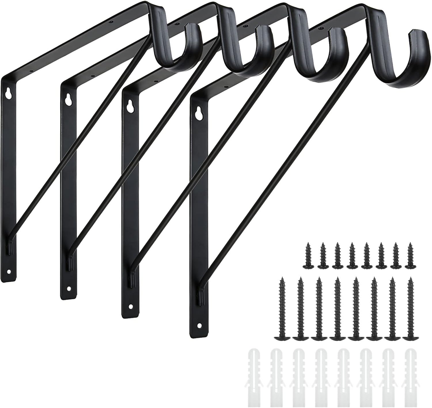 4Pack Closet Shelf & Rod Brackets, Black Closet Shelf
