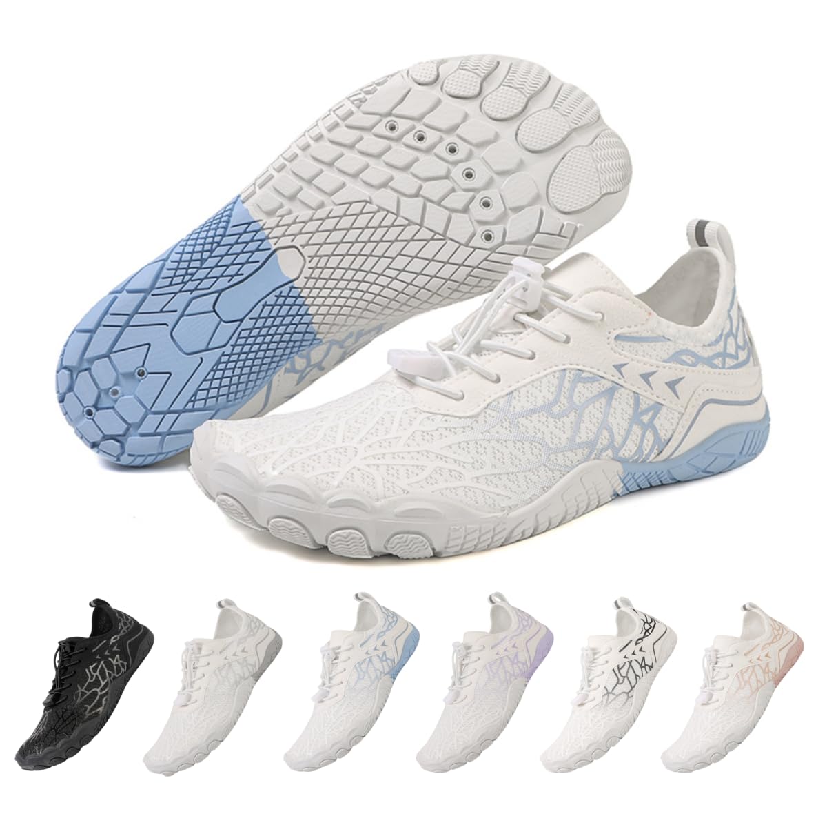 ZEPYFXIT Barfußschuhe Damen Herren Wasserschuhe Schnell Trocknend Badeschuhe Schwimmschuhe Surfschuhe Aquaschuhe rutschfeste Fitnessschuhe Strandschuhe Zehenschuhe