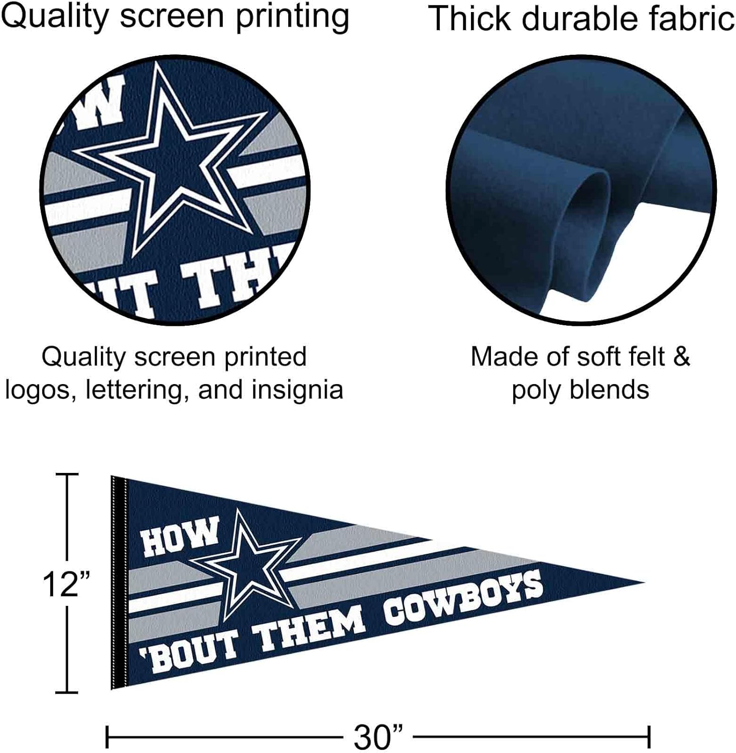 Dallas Cowboys How Bout Them Cowboys Pennant Banner Flag - Image 2