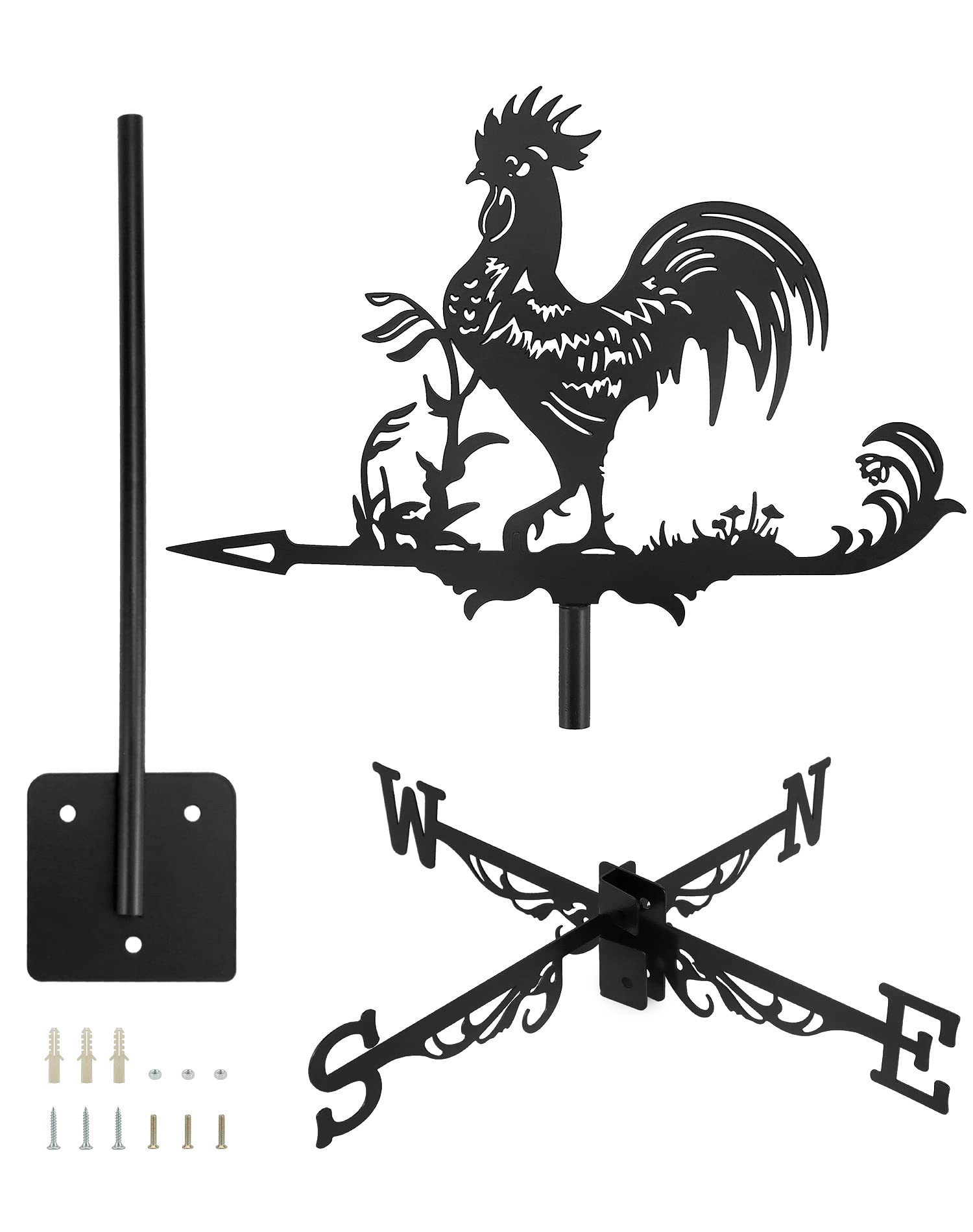 QWORK® Weathercock Weather Vane Indicatore di direzione del Vento in Metallo retrò per la Decorazione del Tetto del Giardino
