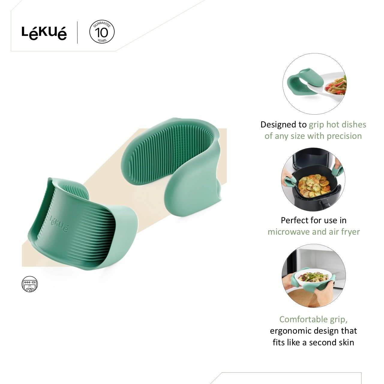 Lékué Mini-maniques Souples de Silicone pour protéger Les Doigts des brûlures (Lot de 2)