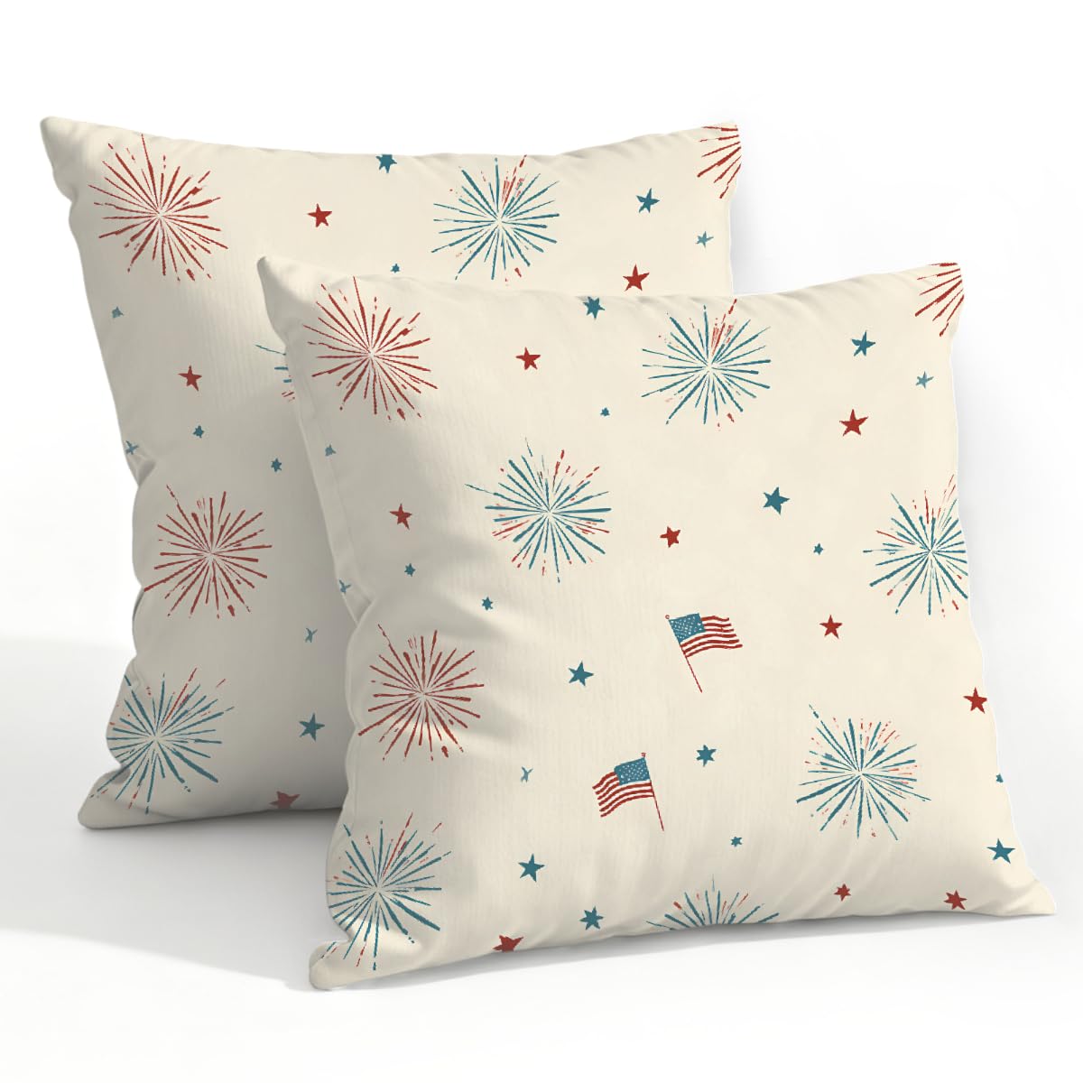Outdoor Pillow Covers Waterproof Pillowcases 22x22in Set of 2 4th of July Independence Day Celebrations Decorative Throw Cushion Case for Couch Sofa Garden Patio Furniture