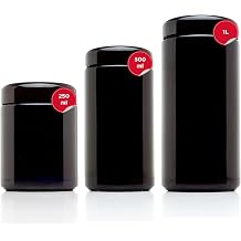 Infinity Jars Ultimate Kitchen Storage Bundle Ultraviolet Proof Airtight Glass Jars 1L, 500ml, 250ml Smell-Proof, Refillable Containers for Coffee, Spices, Tea, Dried Goods