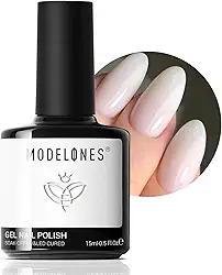 modelones Esmalte de Gel, 1 Peça de 15Ml, Esmalte de Gel Branco Leitoso, Transparente, Branco Puro, Esmalte de Unha Transparente, Led Nude, Presente de Manicure para Mulheres e Meninas