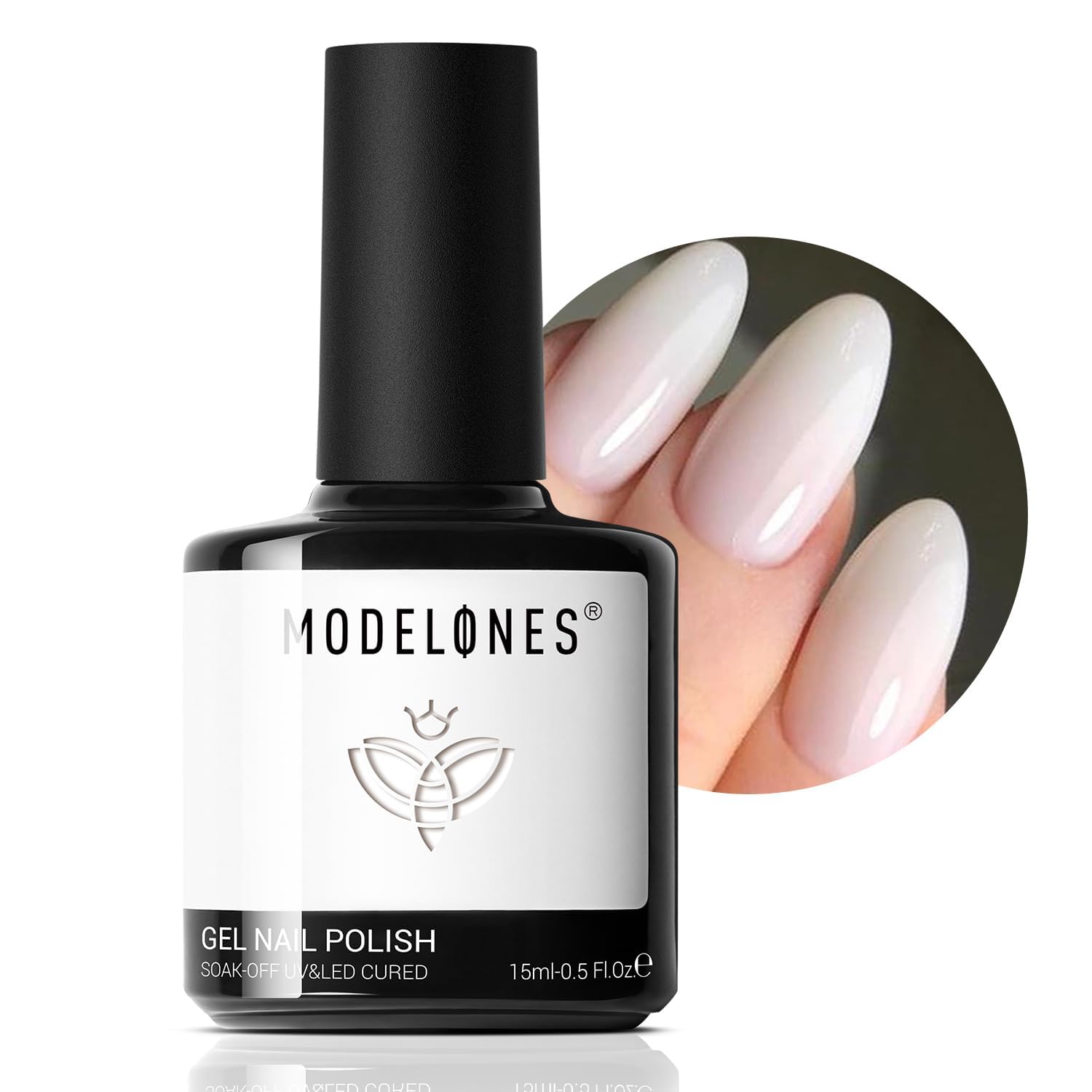 modelones Milky White Gel Nail Polish Nail Polish Natural Color Translucent Jelly Soak Off LED Clear Coat Soap