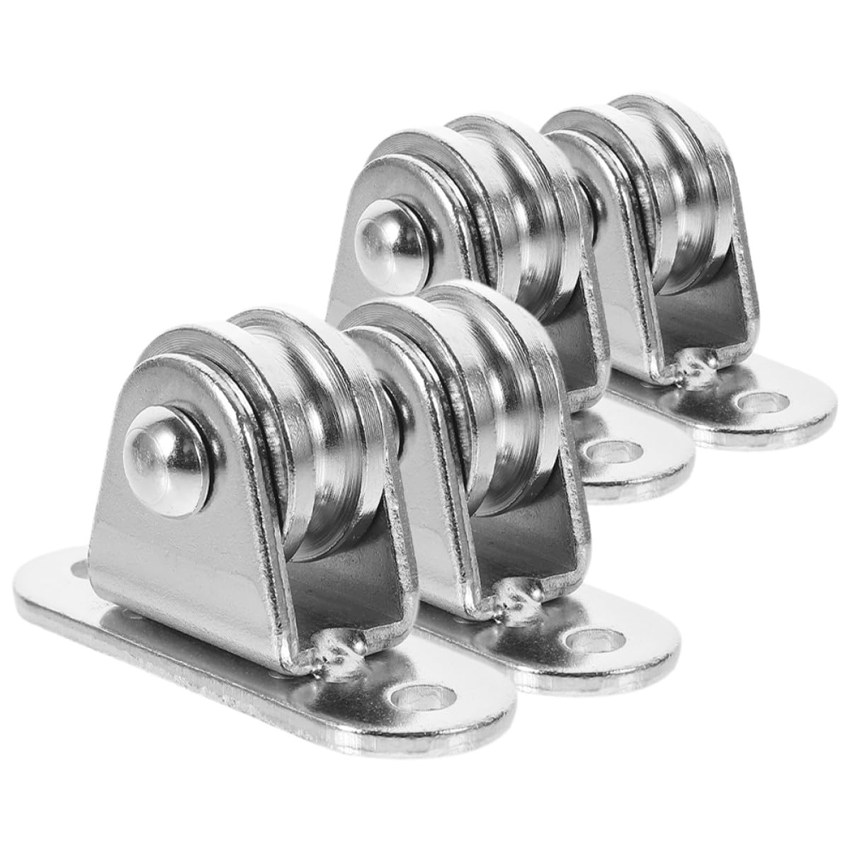 Baluue Set da 4 Pulegge per Corda in Ferro Argento per Sollevamento Lavorazione di Precisione per Soffitti e Vari Scenari