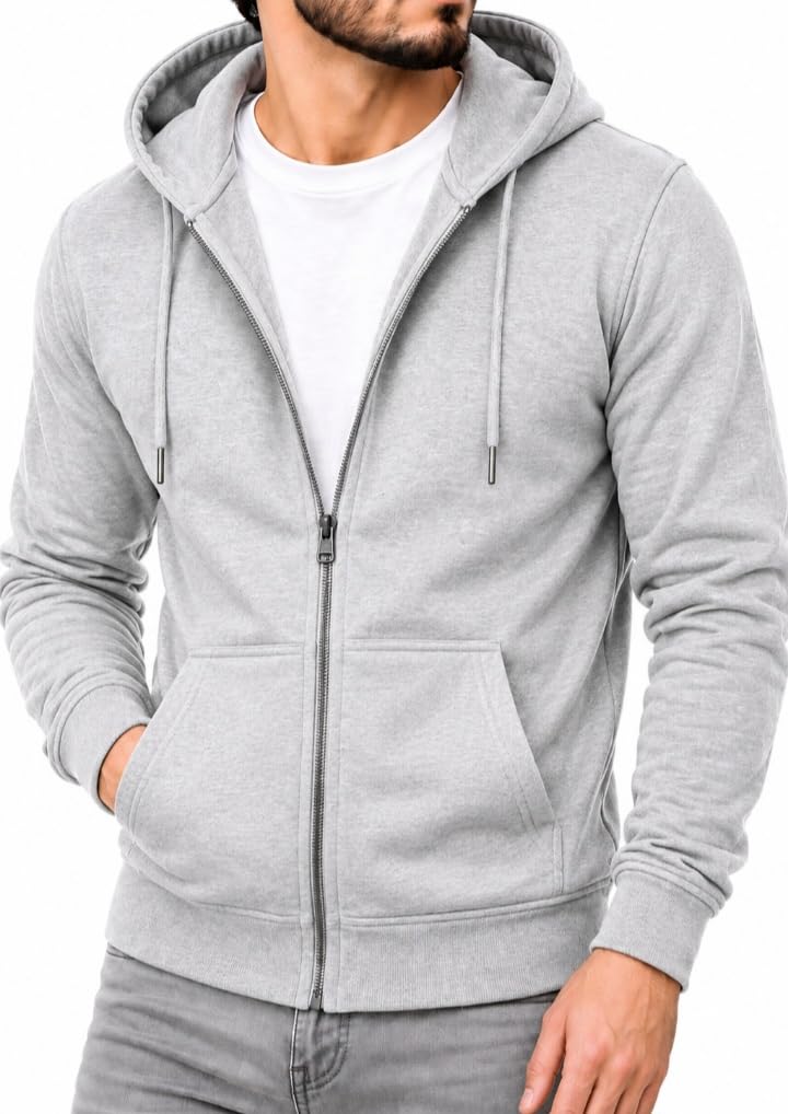t.n.x Men's Hooded Zipper Sweatshirt | Full Zip Hoodie | Regular Fit | Solid | Casual Wear | Winter Wear-picture-45
