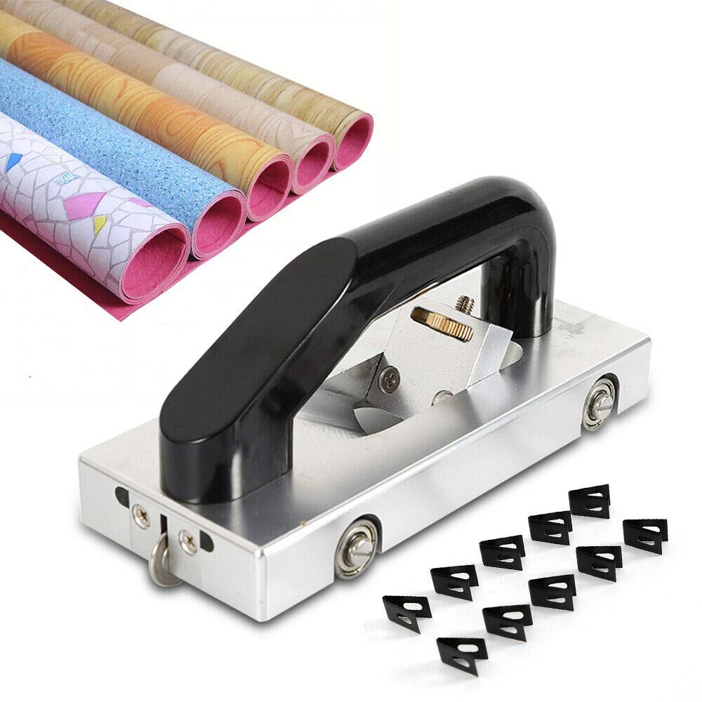 Manual PVC Floor Slotting Tool with 10 Blades, Adjustable Depth and U-Shaped Blade, for PVC, Rubber, and Sports Flooring