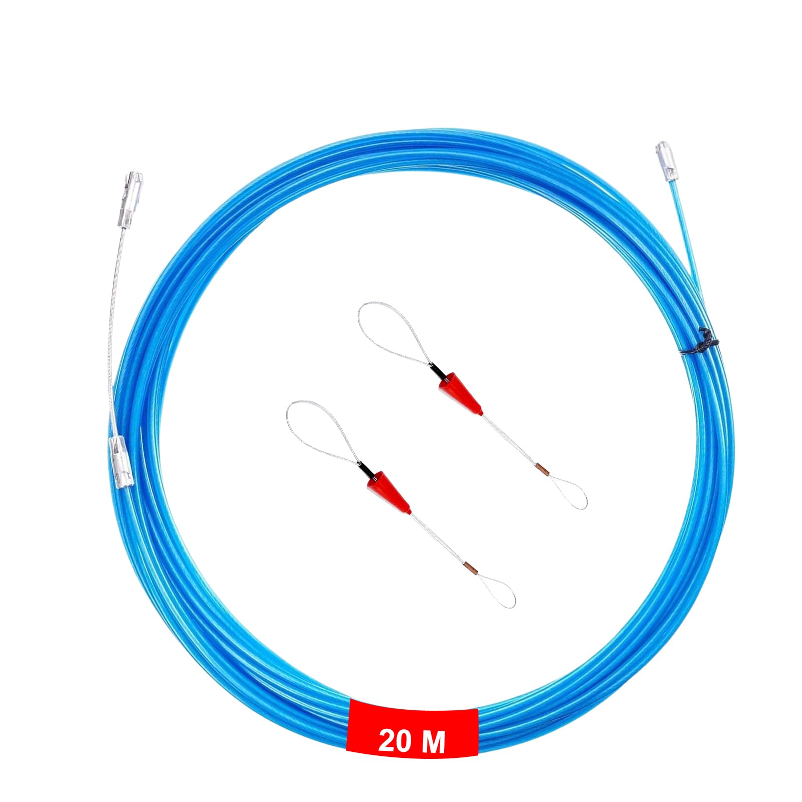φ 3,6 mm Kabeleinziehhilfe, włókno wciągane z poliestru 20 m z 2 sprężynami prowadzącymi, pomoc w wciąganiu kabli w idealnym taśmie do wprowadzania komunikacji, Nadaje się do światłowodów, domowego
