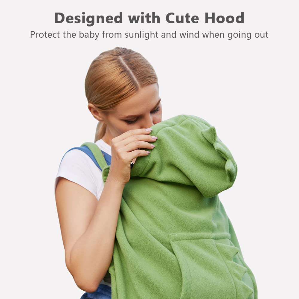 Housse de porte-bébé Coupe-vent Cape Extensible avec Poche pour Poussette Kaki D'hiver