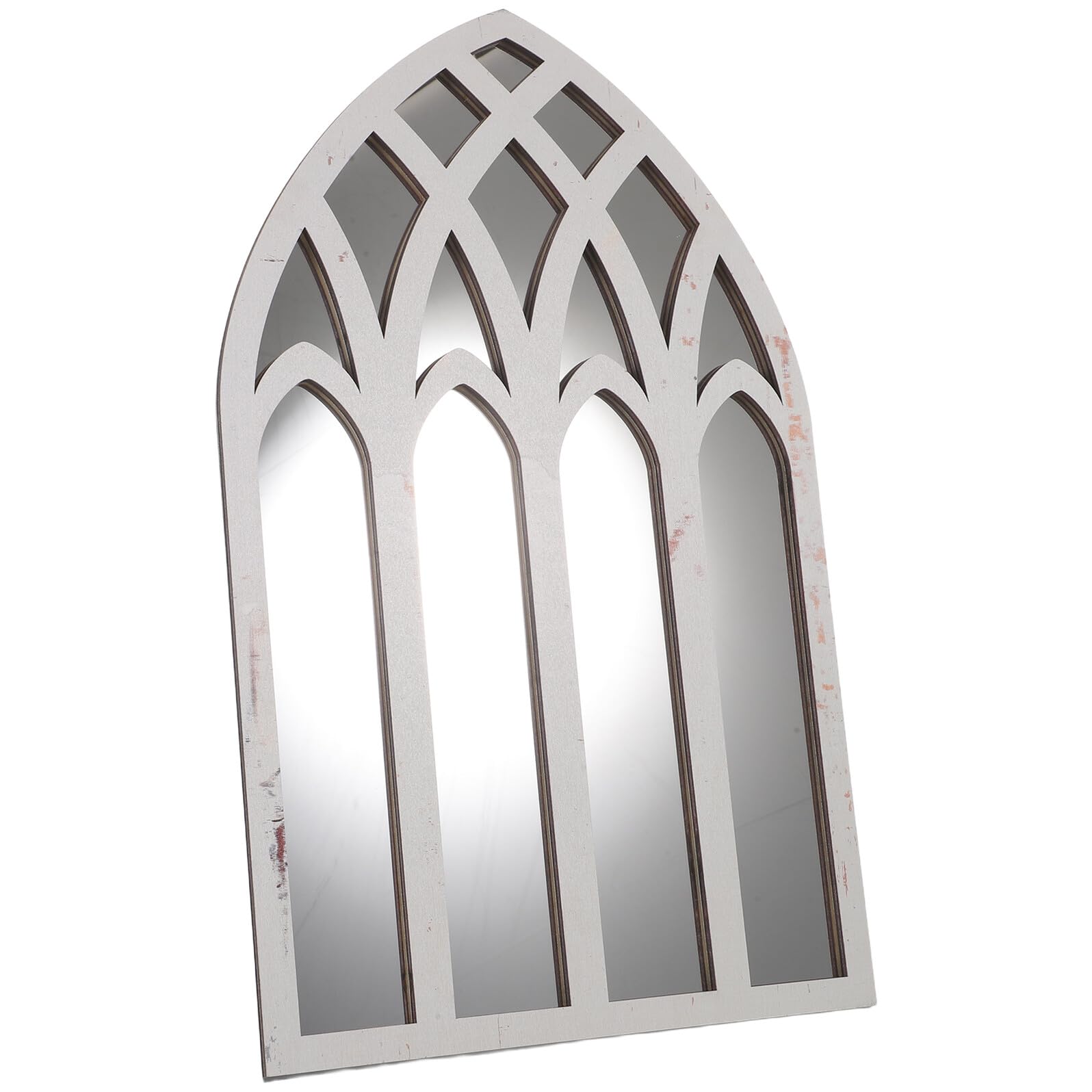 Miroir gothique en bois à carreaux effet fenêtre pour agrandir l'espace