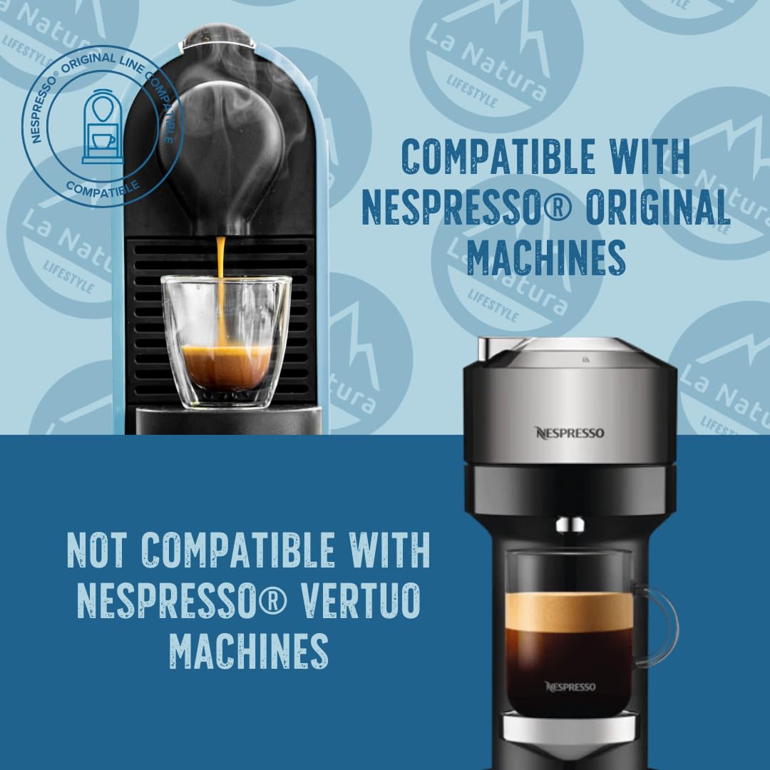 La Natura Lifestyle 120 cápsulas de café Ristretto de aluminio, 100% reciclables, compatibles con Nespresso®