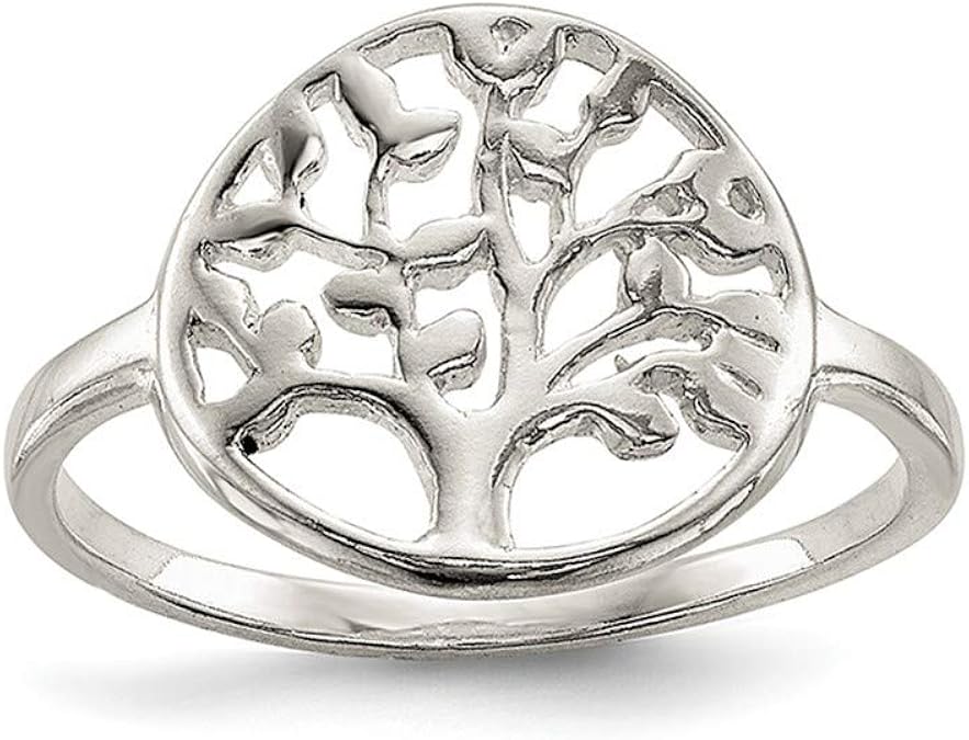 925 Sterling Silver Polished Tree Ring Jewelry Gifts for Women Ring Size Options Range L to P