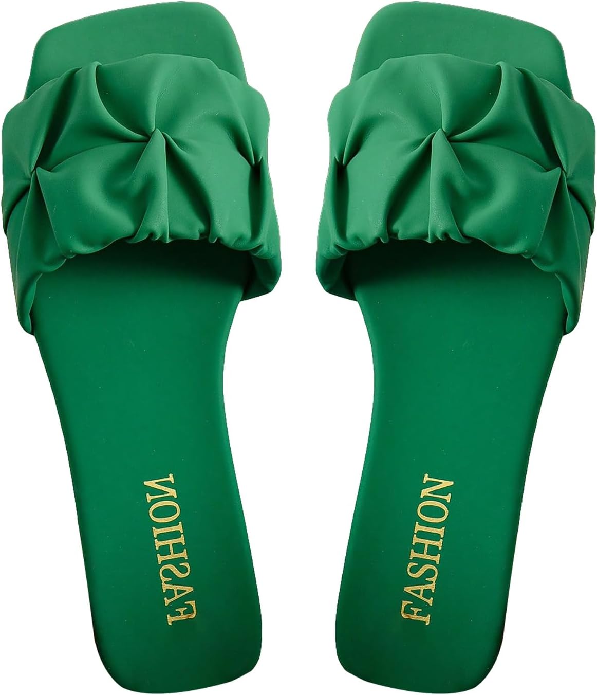 Verdusa women square toe pleated summer slide sandals slippers