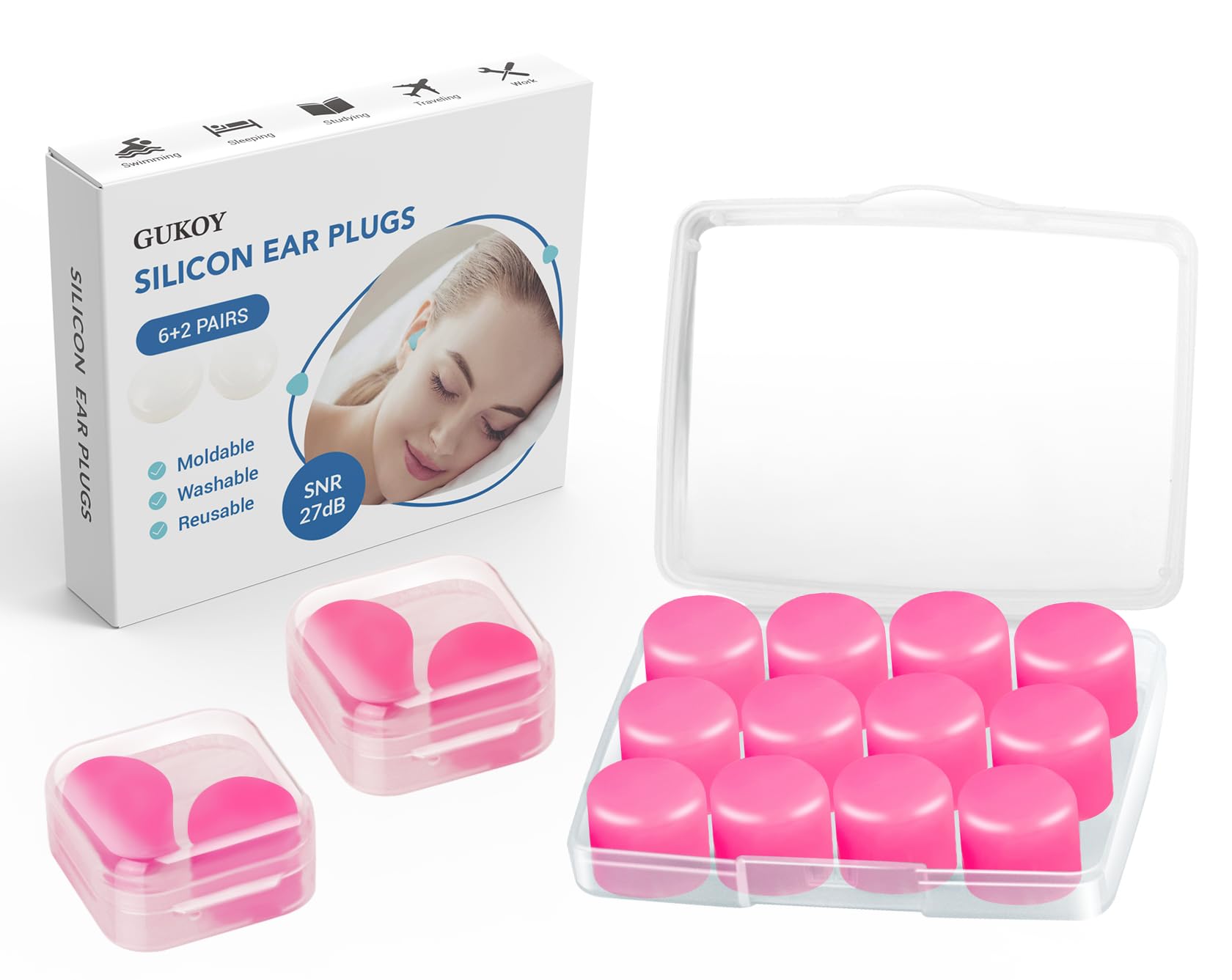 Tappi Per Le Orecchie In Silicone - Riduzione Rumore Fino A 35 DB, 7 Paia Taglie XS/S/M/L, Per Dormire, Viaggiare, Concerti E Relax