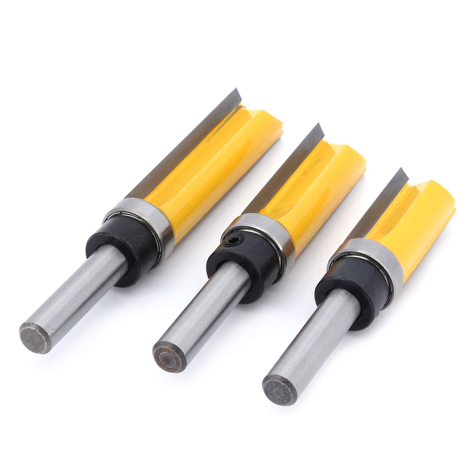 3Pcs 8mm Gambo Fresa per fresatura a filo, Fresa a Taglienti Diritti per Rifilare con Cuscinetto, Fresa per la lavorazione del legno