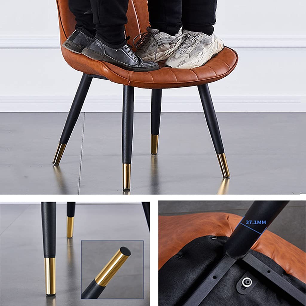 Set di 6 eleganti sgabelli da cucina/Esszimmer con gambe in metallo, cuscini e schienale in PU (arancione, nero, oro, piedi)