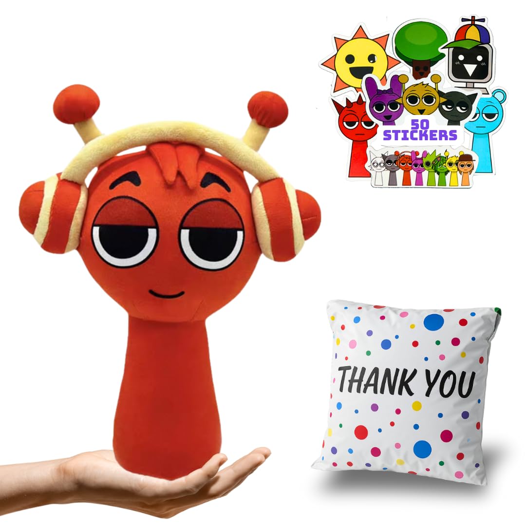 Plush Toy – 12” Premium Stuffed Character Doll with 50 Stickers & Gift Bag | Soft Plushies for Kids Room Decor, Cuddling, or Play | Choose Sky, Pinki,