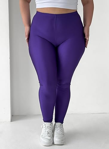 Miniatura 5 de Leggings brillantes para mujer, estilo vintage de los años 8090, verde neón, rosa, naranja, azul, violeta, negro, ropa para rave y discoteca