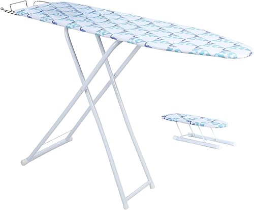 Tabla de planchar de 42 pulgadas, tabla de planchar plegable de tamaño completo con cubierta resistente al calor y pies antideslizantes, tabla de