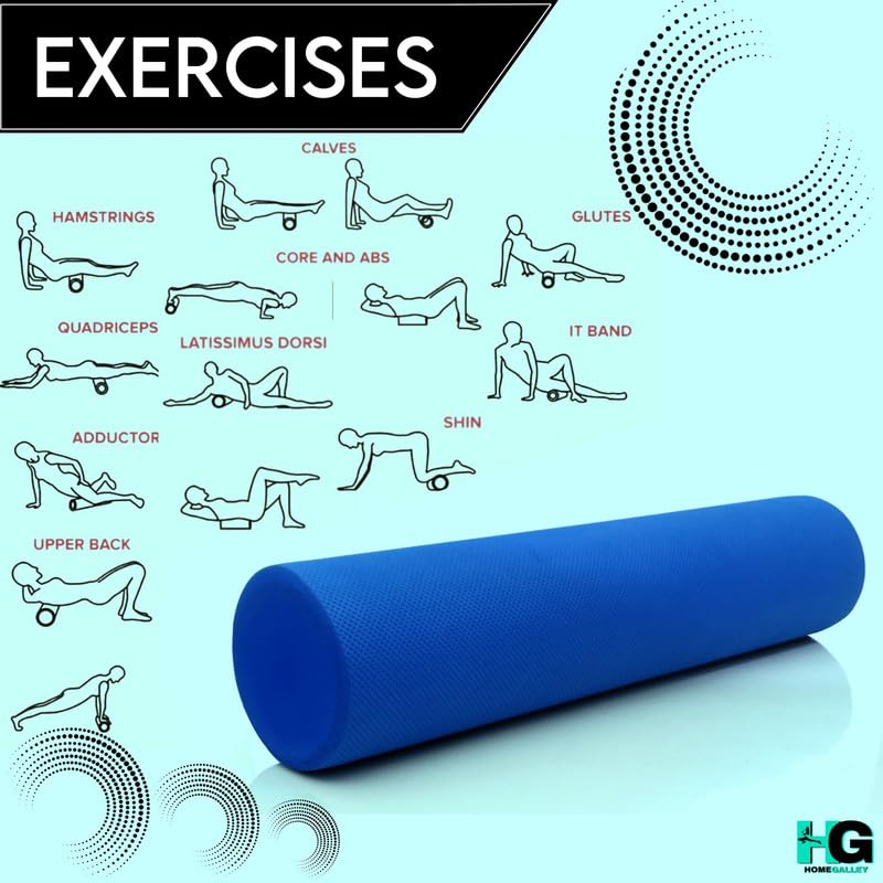 Image of Foam Roller for Exercise and Deep Tissue Massage Roller, Gym Exercise Roller, Workout Foam Roller for Knee Exercise and Pain Relief, Myofascial Release Roller for Back pain - 60 Cm Blue