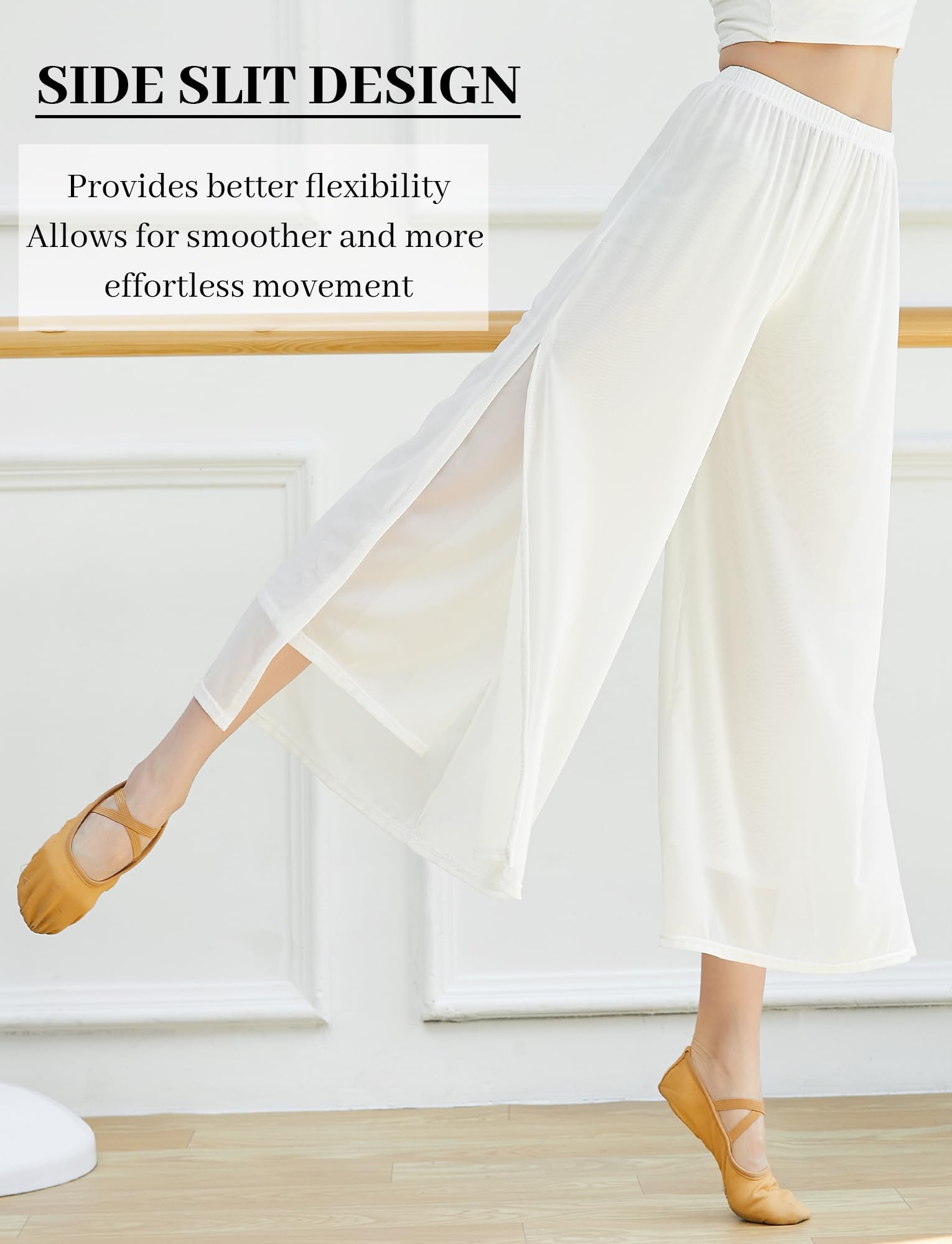 SEAUR Pantalones de baile para mujer, de gasa, pierna ancha, danza oriental, latín, pilates, yoga, palazzo, pantalones de verano, pantalones de ocio, S-XL