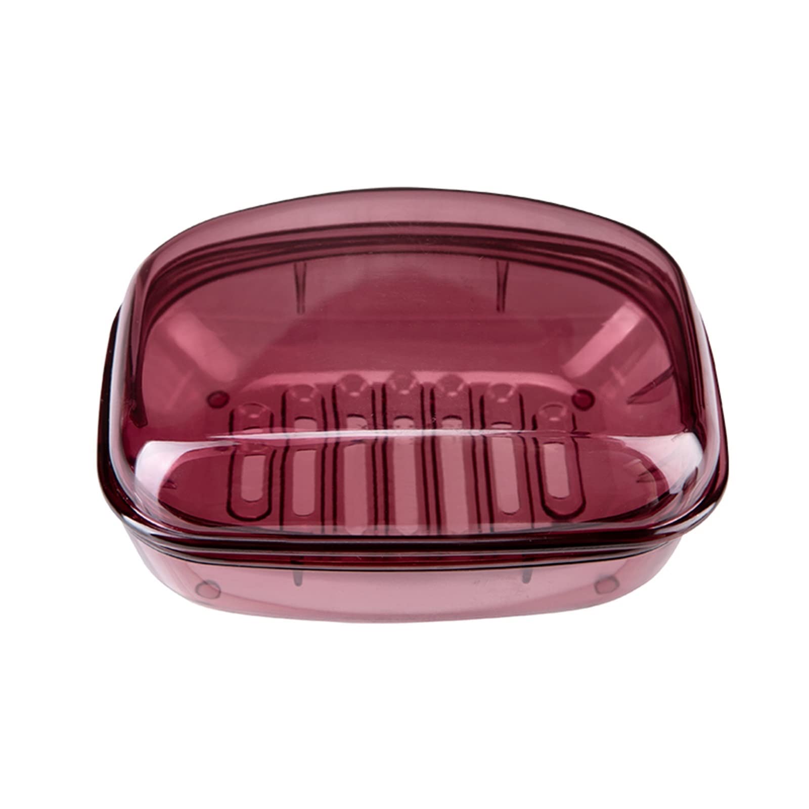 JINGYAN Soap Dishes Soap Box Transparent Toilet With Lid Drain Seal Travel Portable Double Layer Laundry(Red)