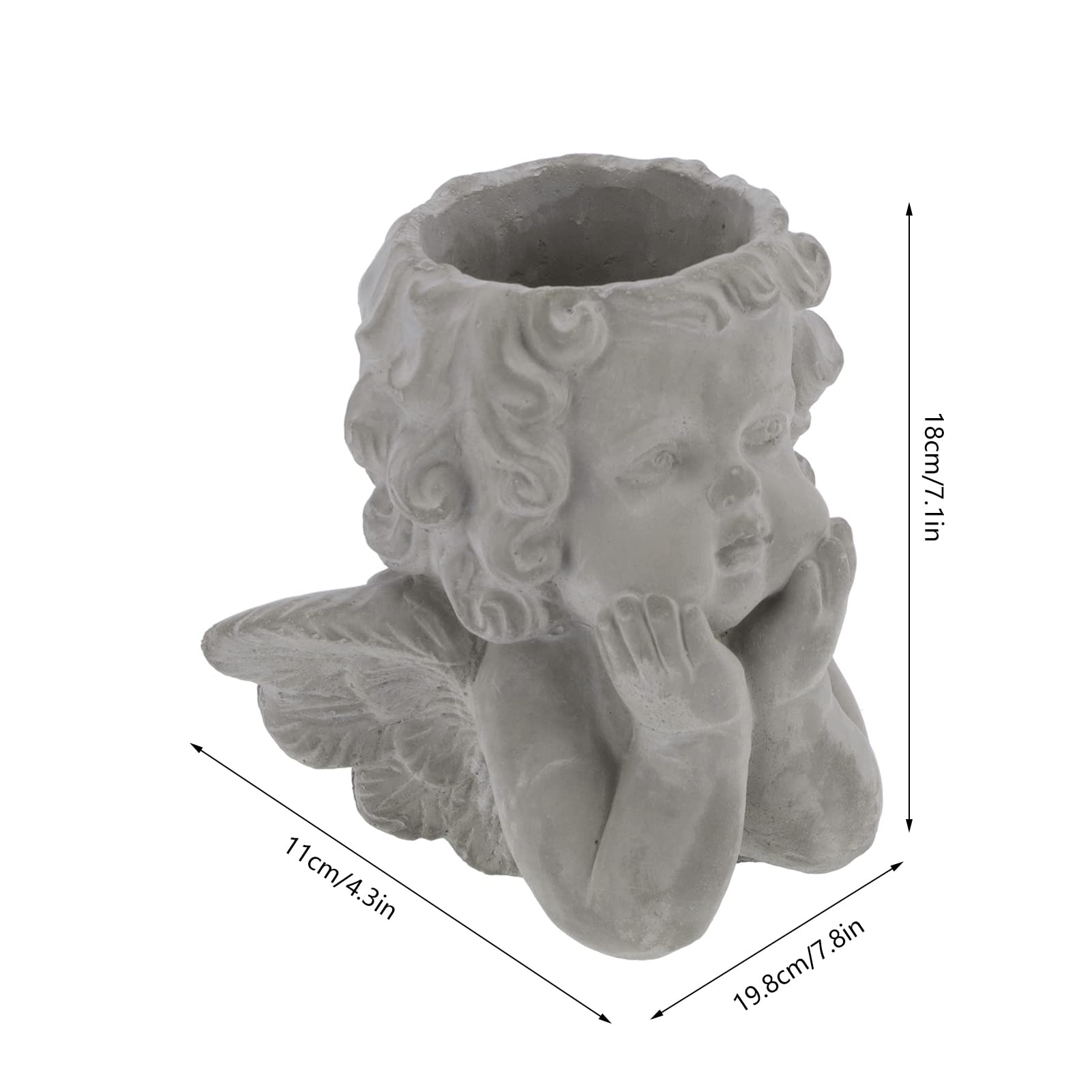 Pequeño jarrón de ángel retro de cemento con forma de ángel, decoración de escritorio, para sala de estar, jardín