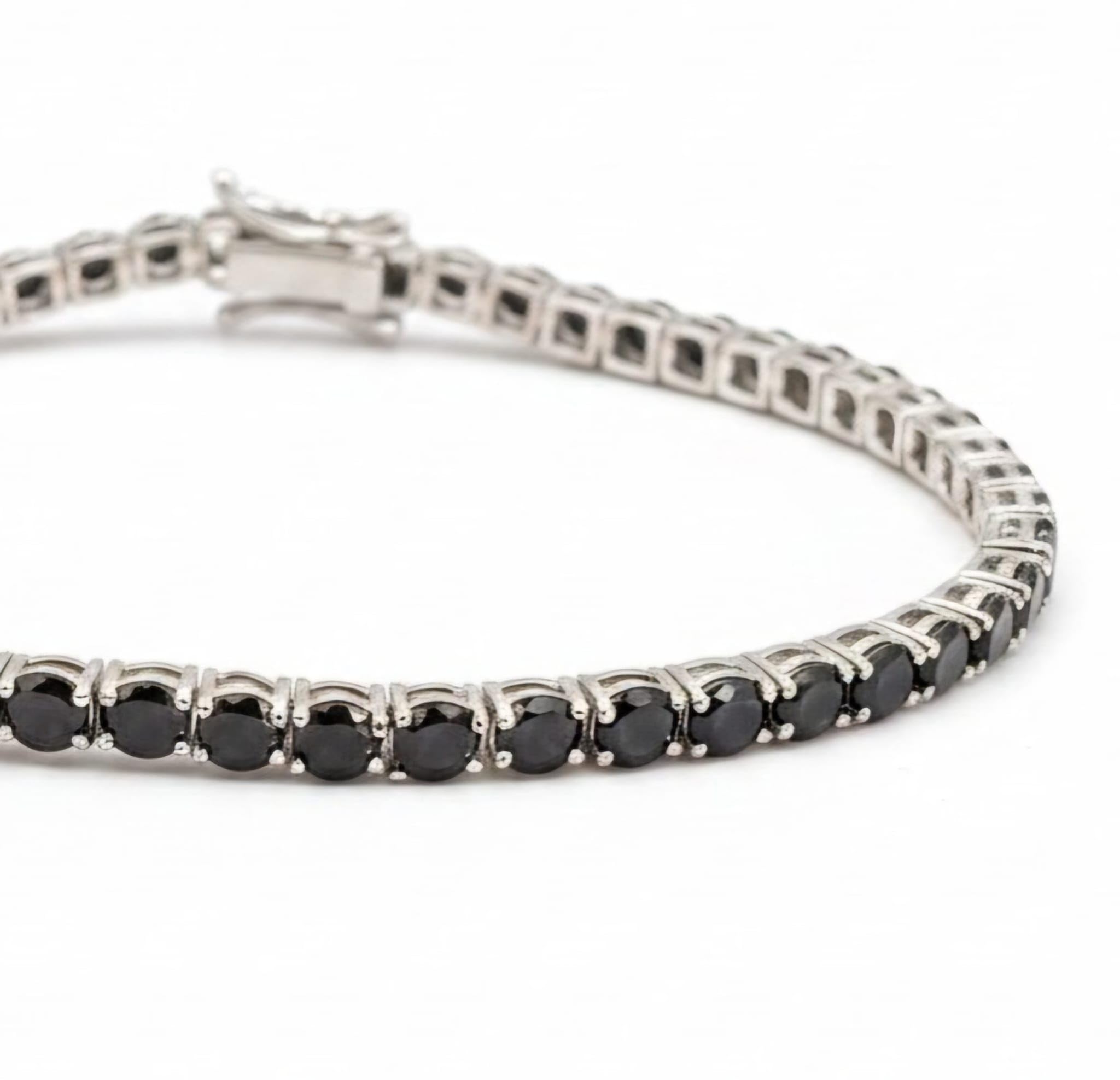 Generico Bracciale Tennis Argento 925 con Zirconi Neri