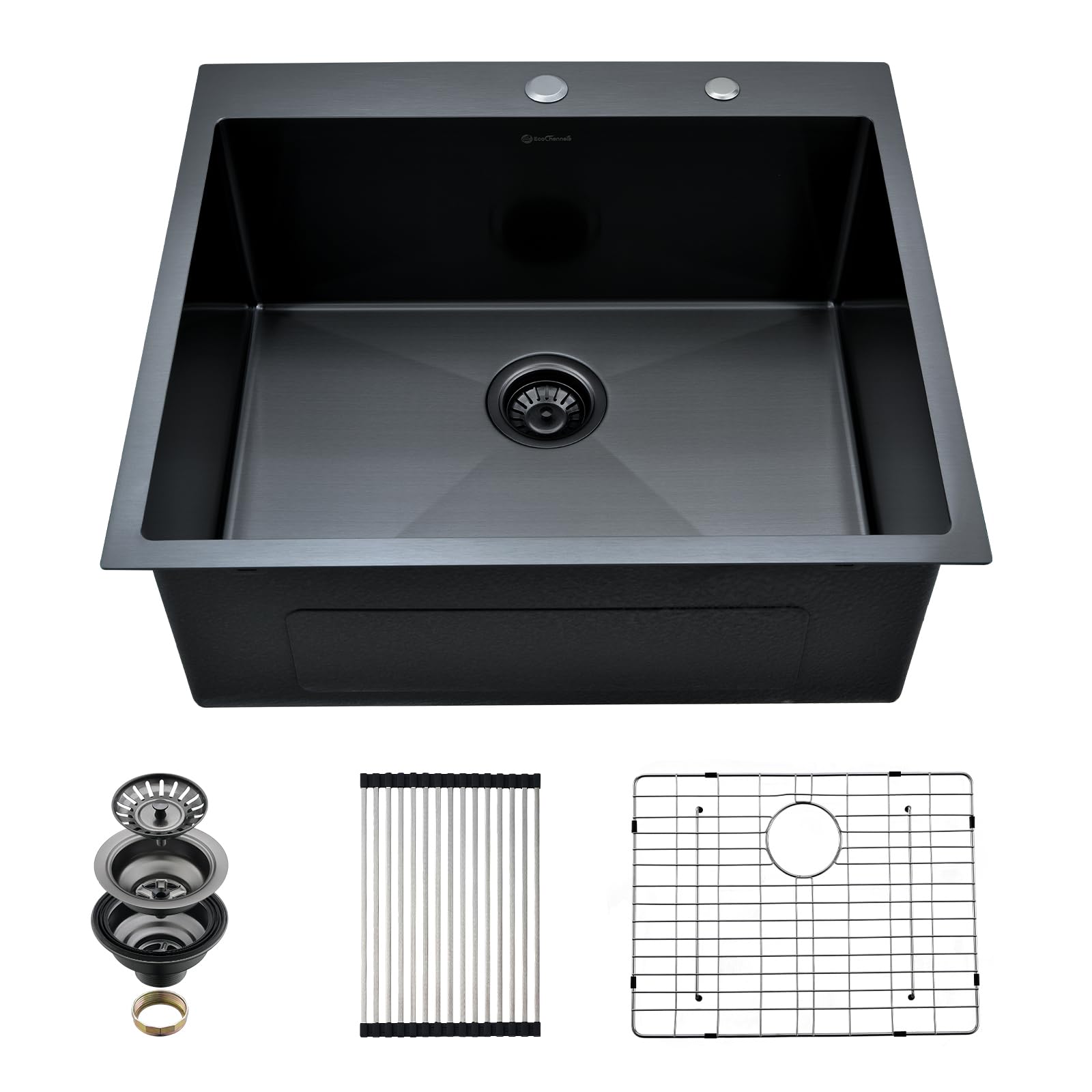 EcoChannels Drop In Kitchen Sink, 25 x 22 Inch Single Bowl