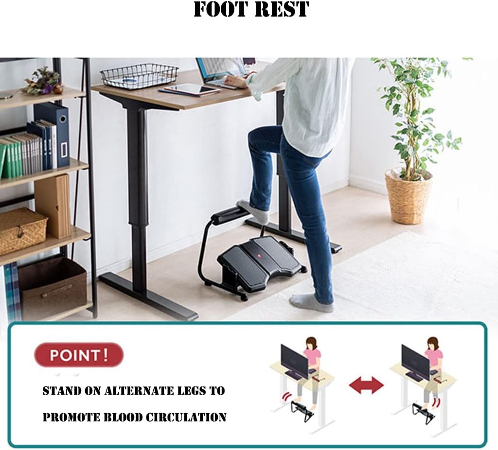 Adjustable Rocking Foot Rest for Under Desk at Work, Ergonomic Office Footrest Foam Leg Rest Elevated Under Table, Standing Desk Foot Rocker Stand Support (Black)