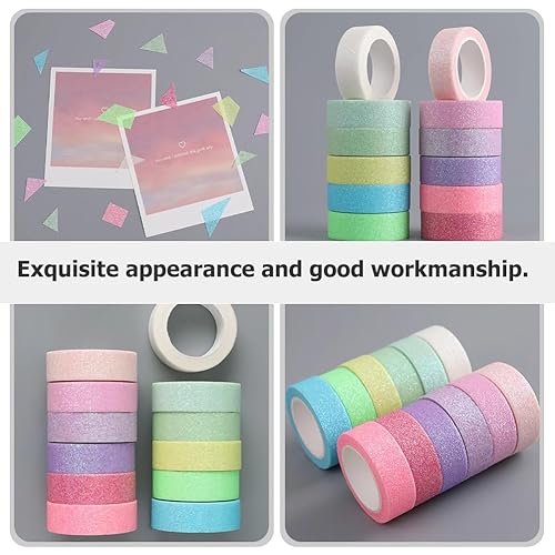 Miniatura 4 de LOGOFUN 12 Rolls Glitter Washi Tape Set Colorful Masking Tape DIY Craft Art Scrapbook Tape 15mm