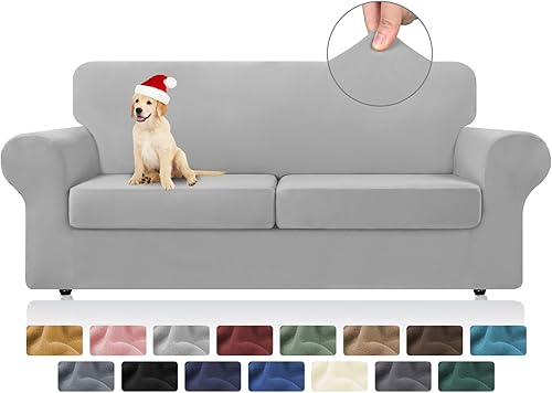 Miniatura 16 de KEKUOU Fundas elásticas para sofá de 3 cojines, aptas para mascotas, fundas de sofá, lavables, suaves, elásticas y protectoras de muebles para