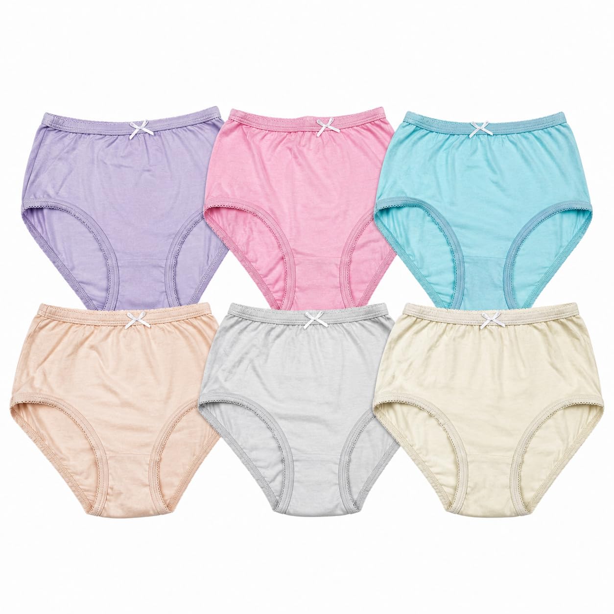 Shopmcr Girls Assorted Plain 6 Pack Kids Briefs Childrens Toddler Underwear Cotton Comfortable Knickers Pattern Or Plain Back To School Underpants (6P, Plain, 6-8Yrs)
