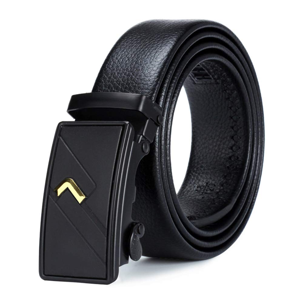 ALAKA Automatic Alloy Black Gold Style Buckle Ratchet Mens Belt