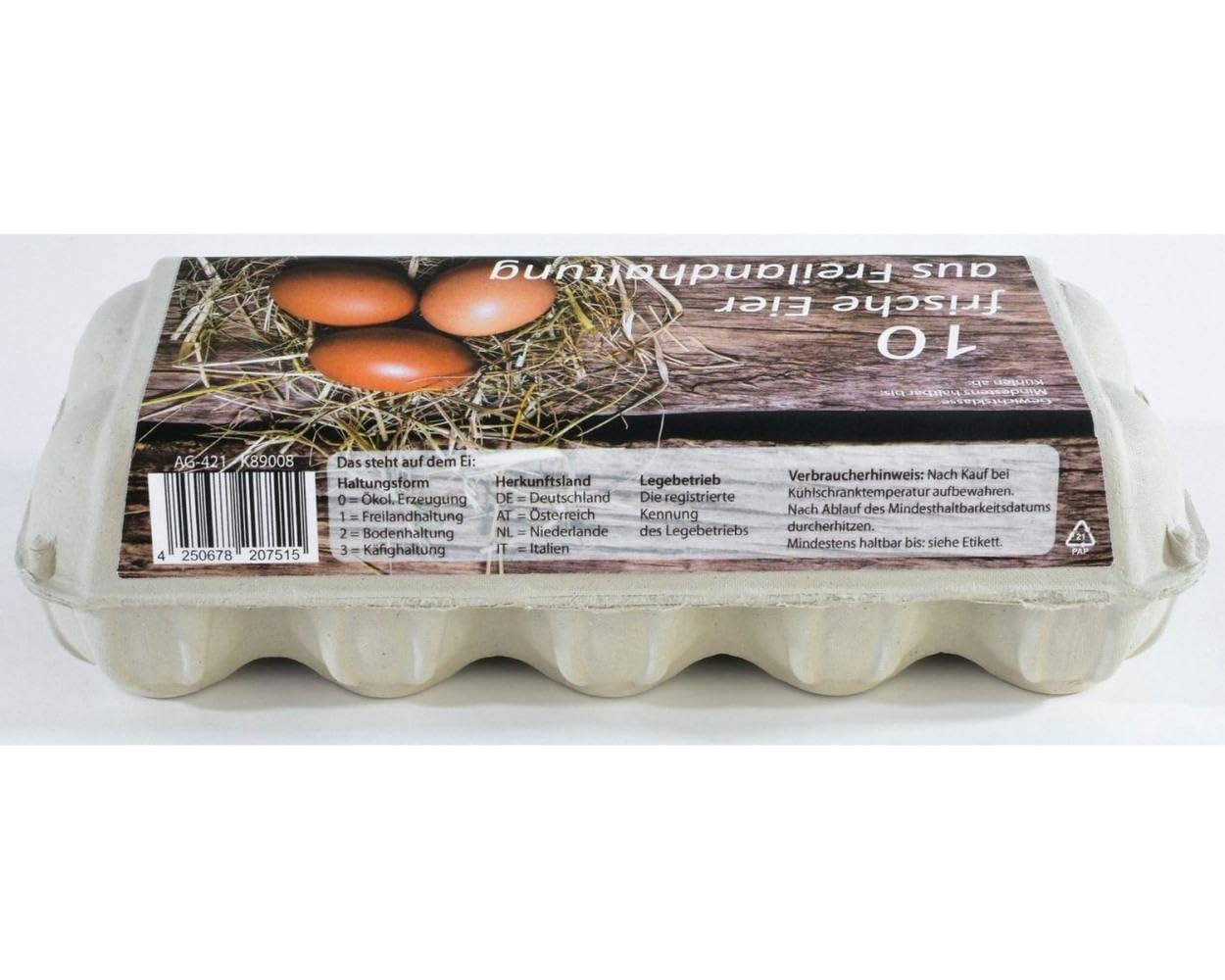 154 Eierverpackungen für 10 Eier Freilandhaltung weiß für S M L